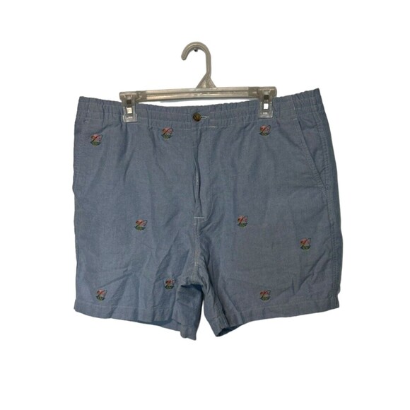 Polo Ralph Lauren Shorts Mens XL Blue Flamingo Drawstring Stretch Chino Pony 6" - Picture 1 of 13